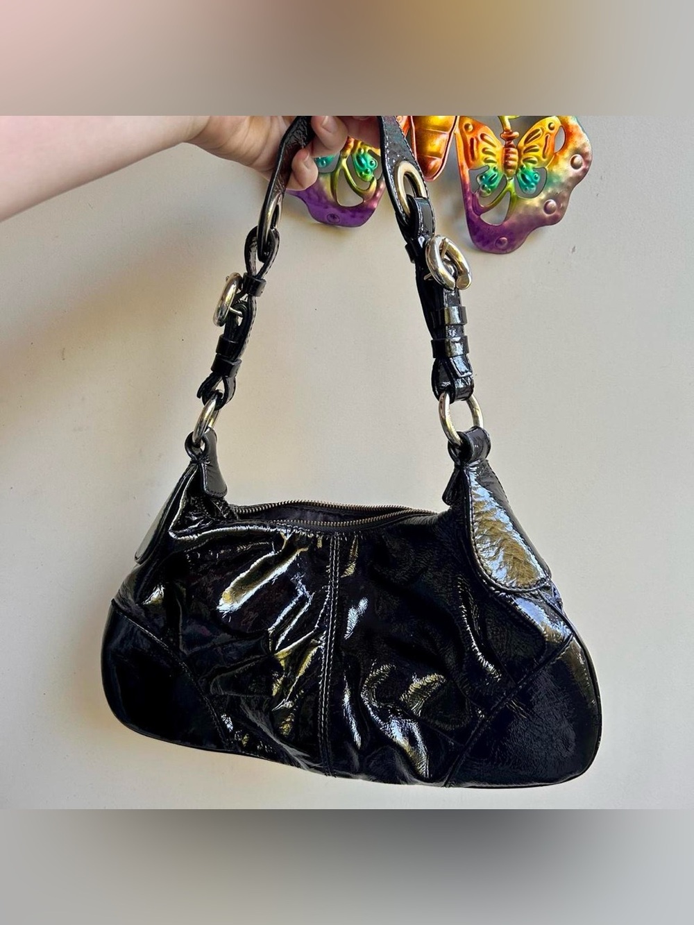2000s Francesco Biasia genuine leather Italian luxury shoulder bag